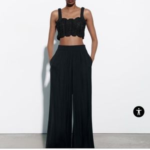Zara wide leg crinkly pants